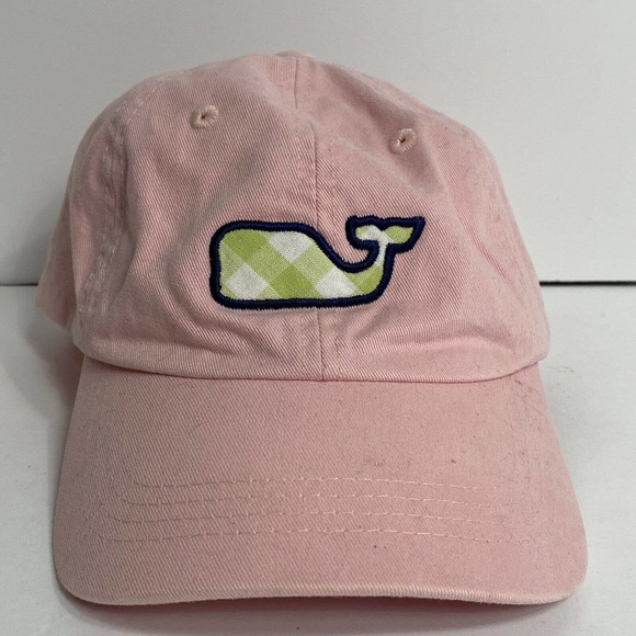 Vineyard Vines Whale Logo Hat One Size Pink Yellow Plaid - Picture 1 of 10